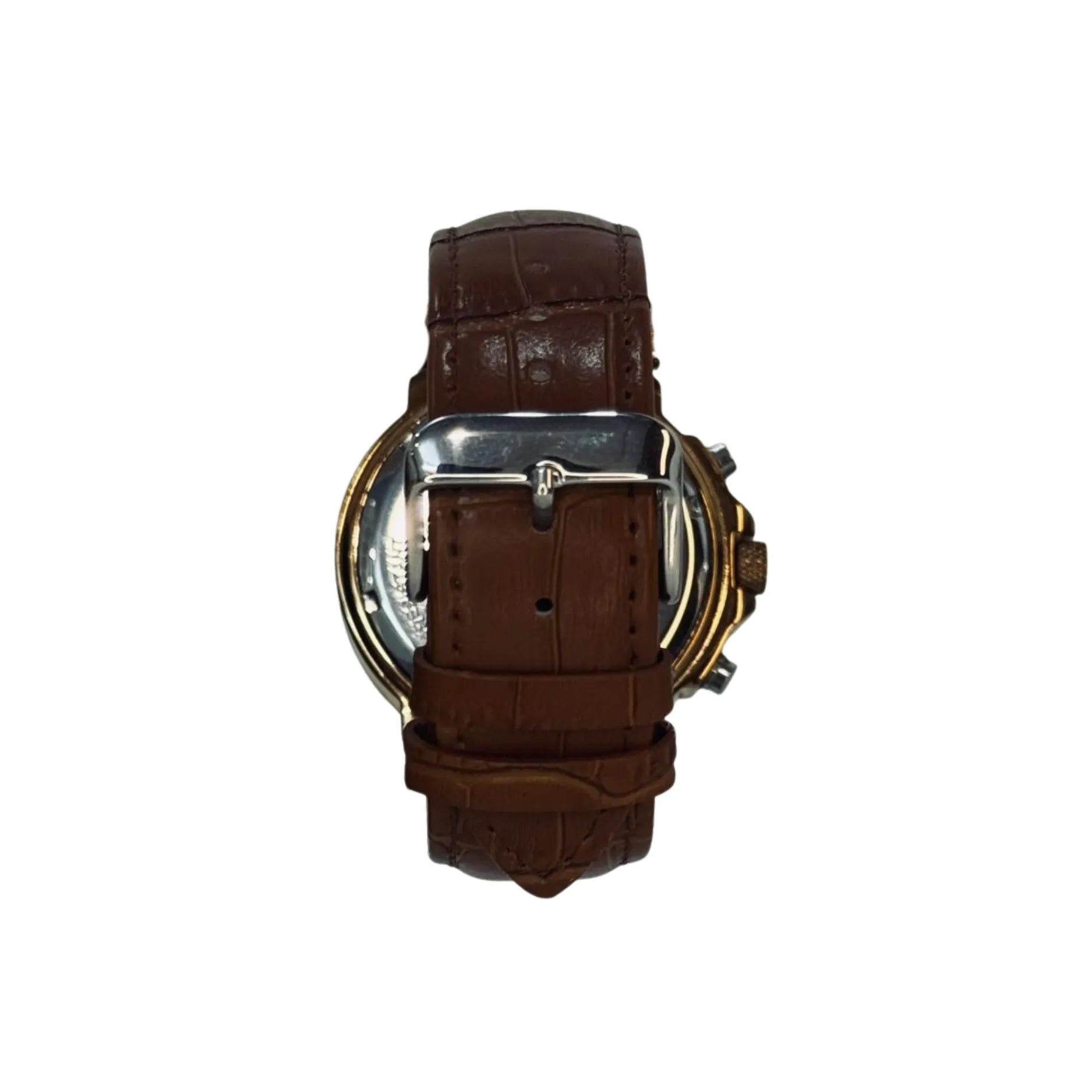 Brown leather strap watch with gold and silver case, Nasasi Lifestyle accessory