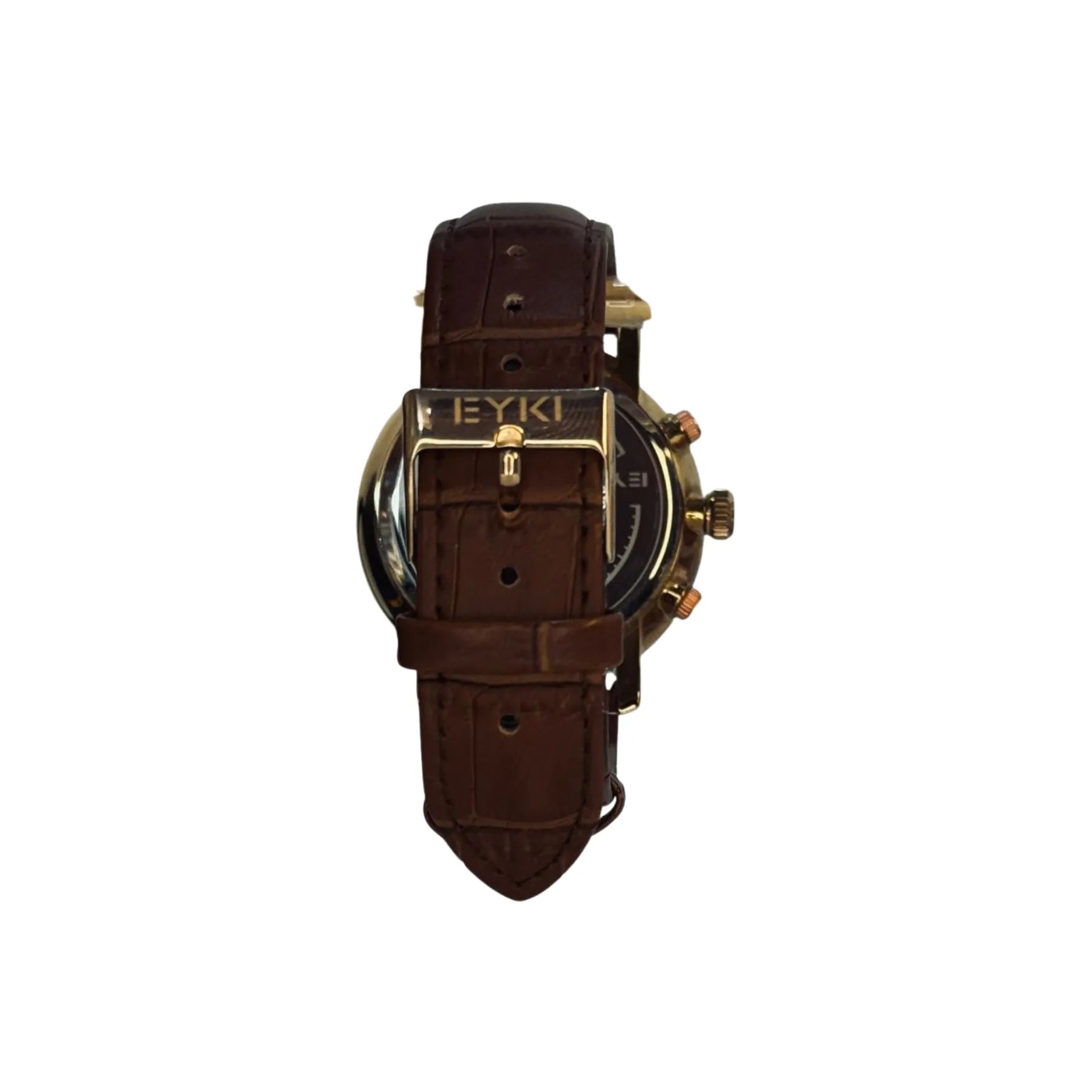 Brown leather strap wristwatch with gold buckle, Nasasi Lifestyle accessories