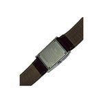 Back of Rizen men's wristwatch with brown leather strap, stainless steel case
