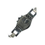 Back view of Swatch Irony stainless steel watch with metal band, showcased by Nasasi Lifestyle
