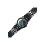 Stainless steel black wristwatch back view on white background, Nasasi Lifestyle accessory