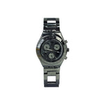Silver stainless steel chronograph wristwatch with black dial, Nasasi Lifestyle accessory